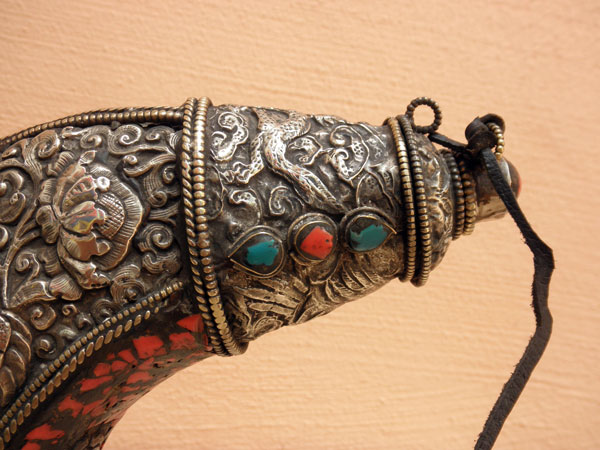 Antique silver gunpowder horn. Tibet. Foto 7