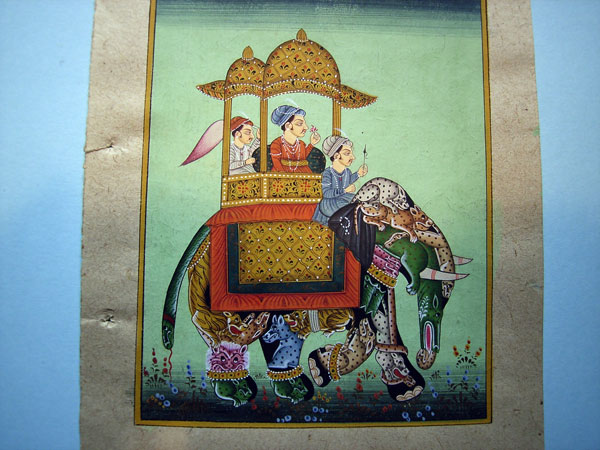 Pintura miniatura persa, elefante. Foto 3