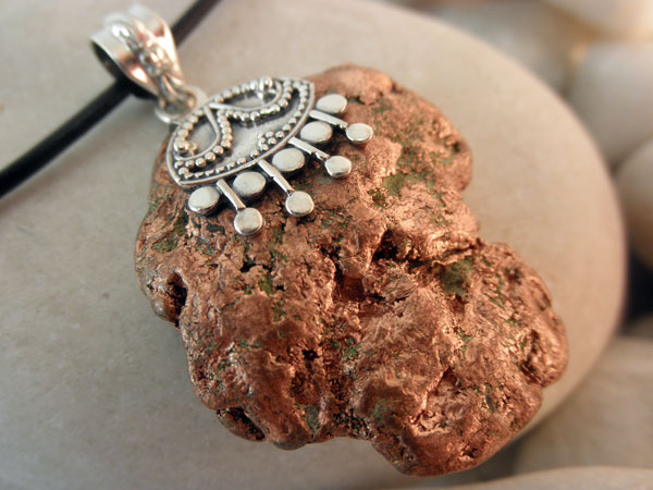 Native Copper and Sterling silver pendant.. Foto 2