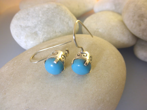 Turquoise and Sterling silver earrings.. Foto 1