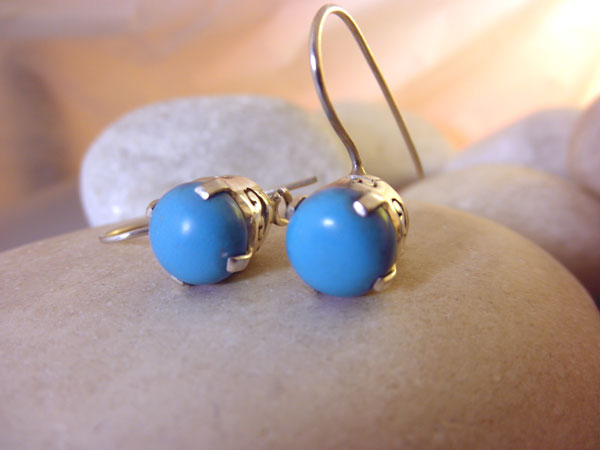 Turquoise and Sterling silver earrings.. Foto 2