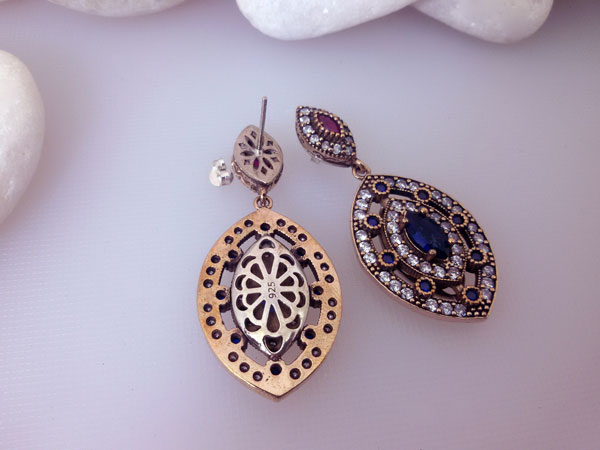 Ethnic Sterling silver Turkish earrings.. Foto 2