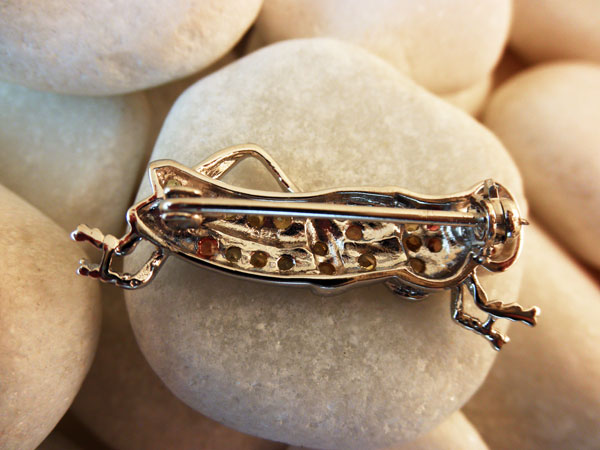 Grasshopper Sterling silver artisanal pendant.. Foto 2