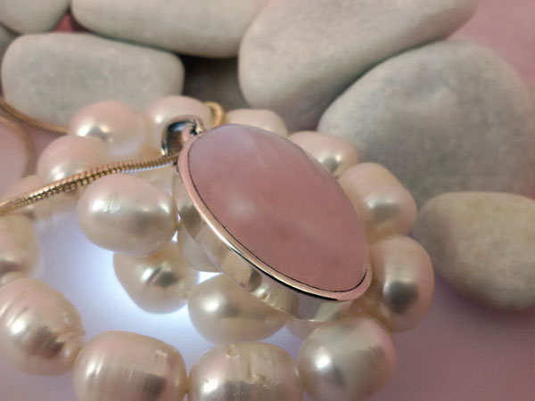 Rose Quartz from Brazil and Sterling silver pendant.. Foto 1