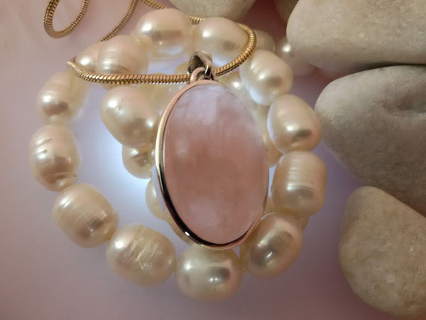 Rose Quartz from Brazil and Sterling silver pendant.. Foto 2