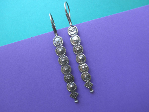 Pendientes artesanales etnicos de plata. Foto 2