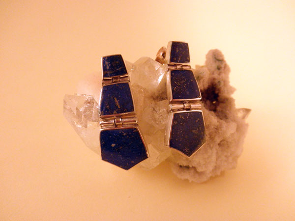 Lapis lazuli and Sterling silver earrings from Chile.. Foto 1