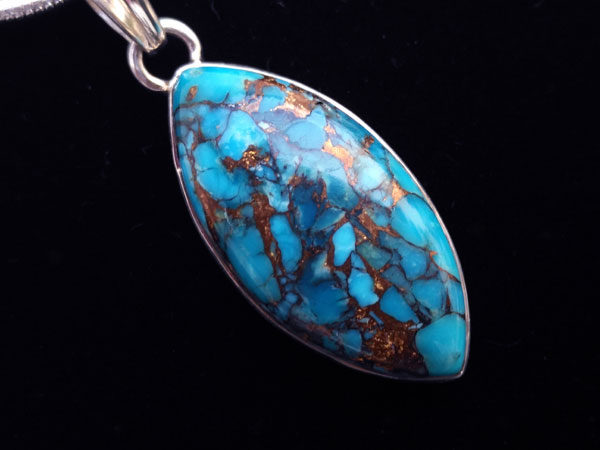American "mohave" Turquoise and Sterling silver pendant.. Foto 1