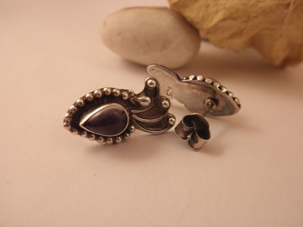 Pendientes artesanales de plata y Amatista.. Foto 3