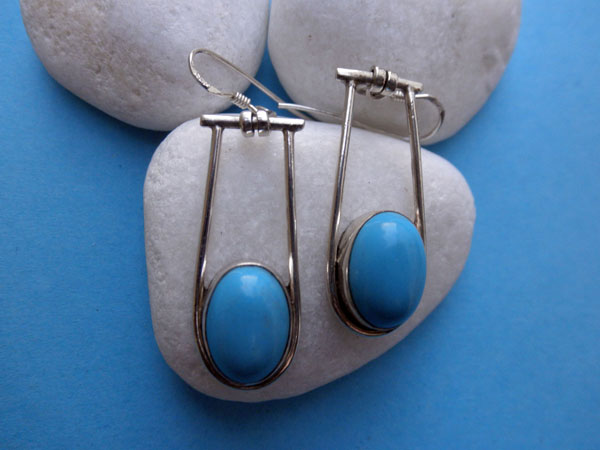 Pendientes artesanales de plata y turquesa.. Ref. JAW