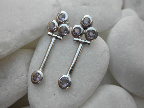 Vintage silver earrings with Amethysts.. Foto 1