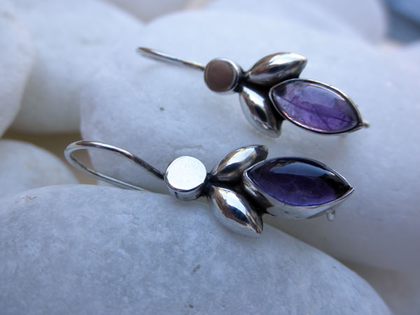 Pendientes artesanales de plata y Amatistas.. Foto 1
