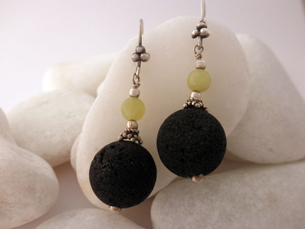 DUR Pendientes De Ancla De Lava Para Mujer De Plata De Ley Y Arena