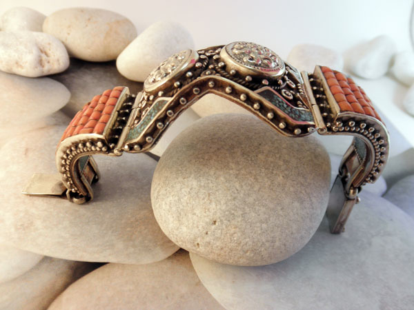 Bracelet Tibetain Turquoise – Bohème Chic Argenté Ajustable – Fait Main