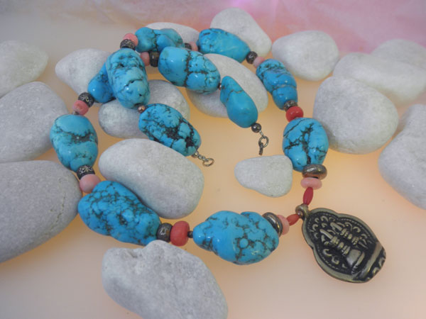Ethnic Tibetan Turquoises necklace.. Foto 1