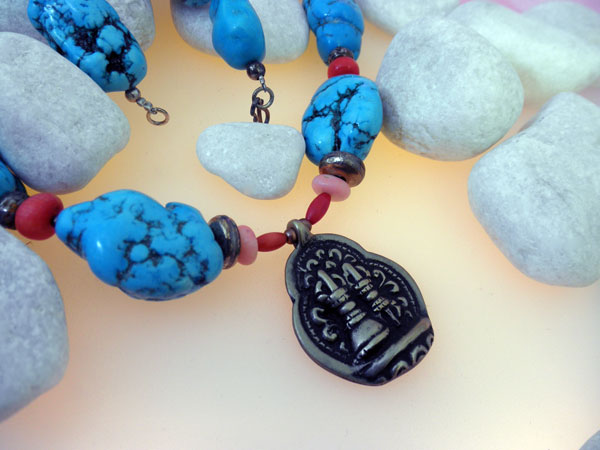 Ethnic Tibetan Turquoises necklace.. Foto 2