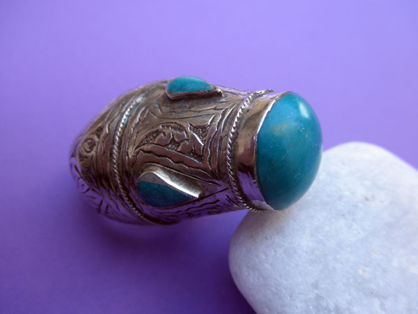 Ethnic traditional Sterling silver and Turquoises.. Foto 2