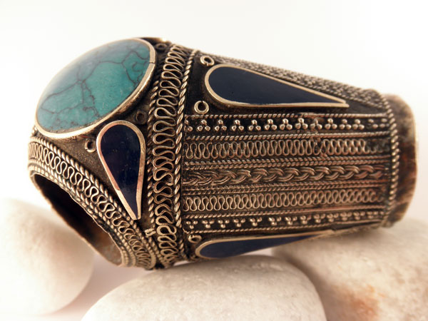 Traditional Silver, Turquoises and Lapislazuli ring.. Foto 4