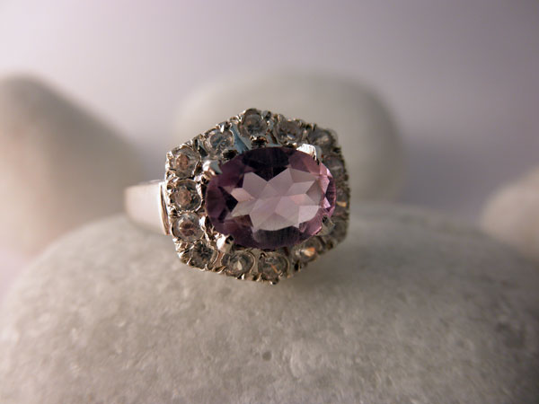 Handmade Sterling silver, Amethyst and Cubic Zircon.. Foto 1