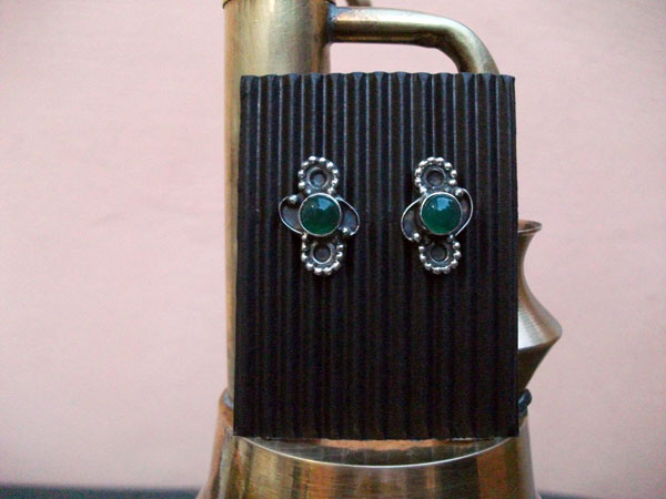 Pendientes de plata y Agata verde. Foto 1