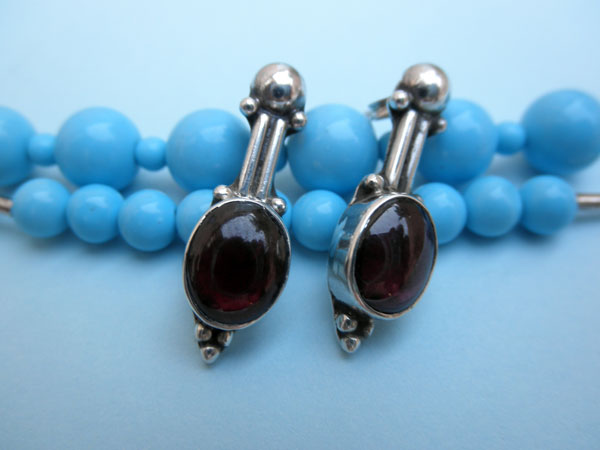 Pendientes de plata y Granates. Foto 1