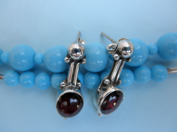 Pendientes de plata y Granates. Foto 2