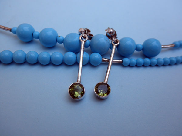 Pendientes de plata y Peridoto. Foto 1