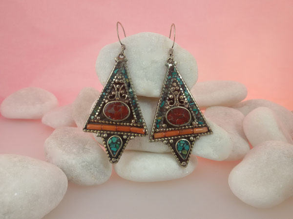 Tibetan ethnic earrings.. Foto 1