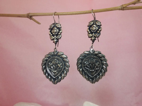 Traditional Sterling silver ethnic earrings.. Foto 1