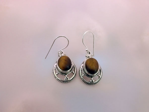 Tiger eye and Sterling silver earrings.. Foto 1