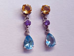 Silver earrings with topaz and amethyst.. Ref. MHR