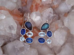 Sterling silver earrings and gems of Sapphires, Aquamarines and Labradorite.. Ref. MIS