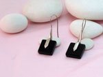 Ethnic Sterling silver and Onyx, black agate earrings.. Ref. MNX