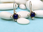 Old ethnic earrings made of sterling silver with pearls and lapis lazuli.. Ref. NEB