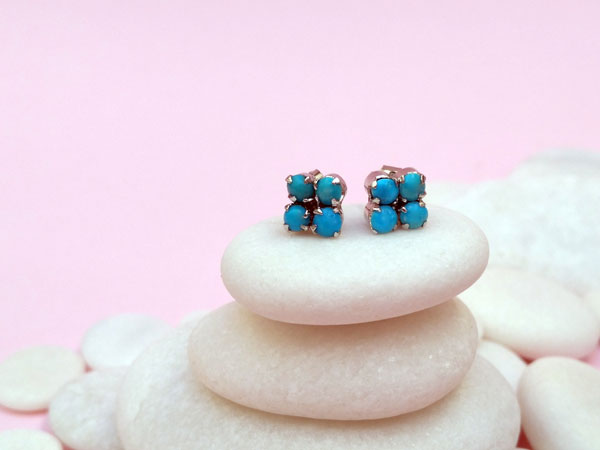 Ethnic earrings made of Sterling silver and Turquoises.. Foto 1