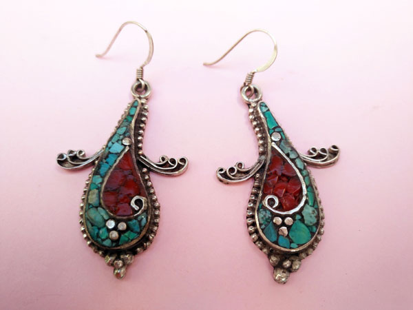 Tibetan handmade ethnic earrings.. Foto 2