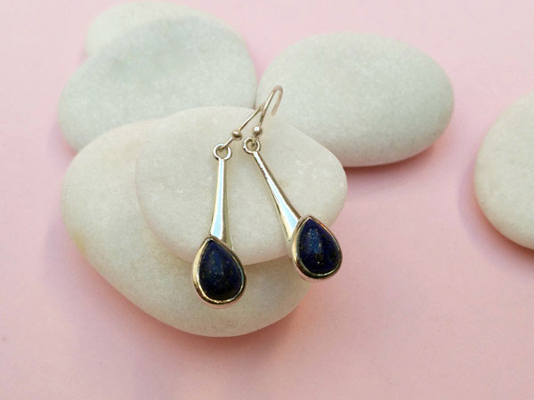 Lapislazuli and Sterling silver earrings.. Foto 1