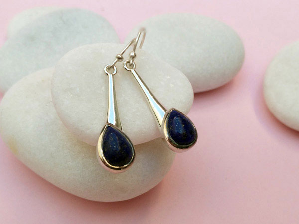 Lapislazuli and Sterling silver earrings.. Foto 2