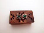 Ethnic Sterling silver and green agate earrings.. Ref. NGD