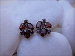 Vintage Sterling silver with Garnet faceted gemstones earrings.. Ref. NGJ