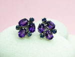 Ethnic Sterling silver earrings with faceted gems of Amethysts and Emeralds.. Ref. NGK