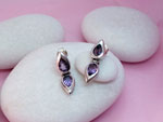 Ethnic Sterling silver earrings and faceted Amethyst gems.. Ref. NGV