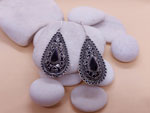 Antique earrings made of silver alloy and Onix, black agate from Uzbekistan.. Ref. NLC