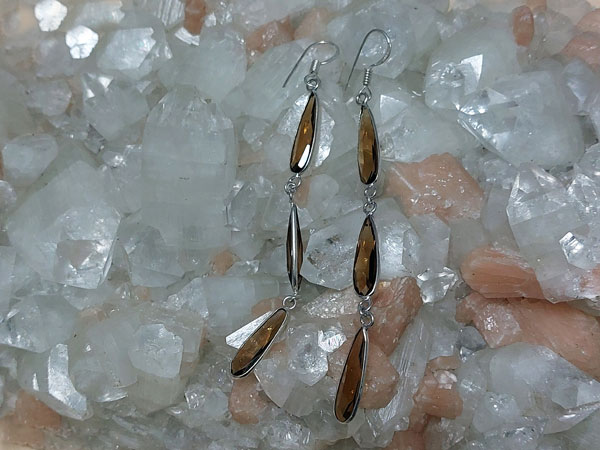 Silver and smoky quartz earrings.. Foto 2