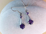 Ethnic silver and amethyst earrings.. Ref. NLT