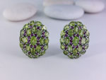 Sterling silver, peridot and rhodolite garnet earrings.. Ref. NLW