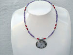 Sterling silver Choker with faceted Amethysts and Coral from India.. Ref. TCQ