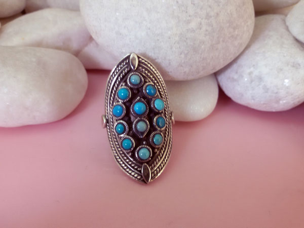 Turquoises and Sterling silver ring.. Foto 1