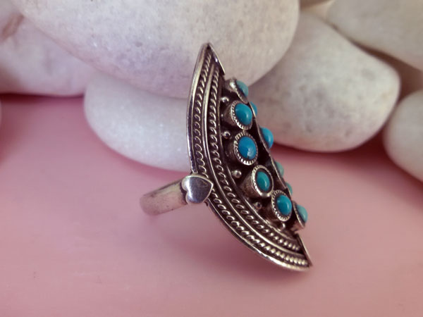 Turquoises and Sterling silver ring.. Foto 2