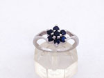 Elegant and stylized Sterling silver ring with blue sapphires.. Ref. TDX